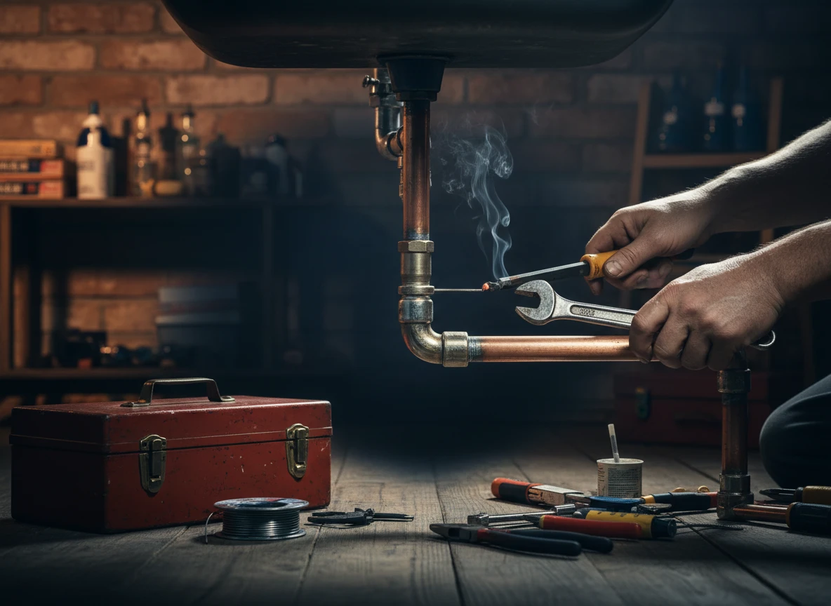 Plumbing contractor on a job